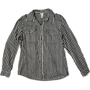 I Love H81 Button Down Stripe Long Sleeve Size Medium M